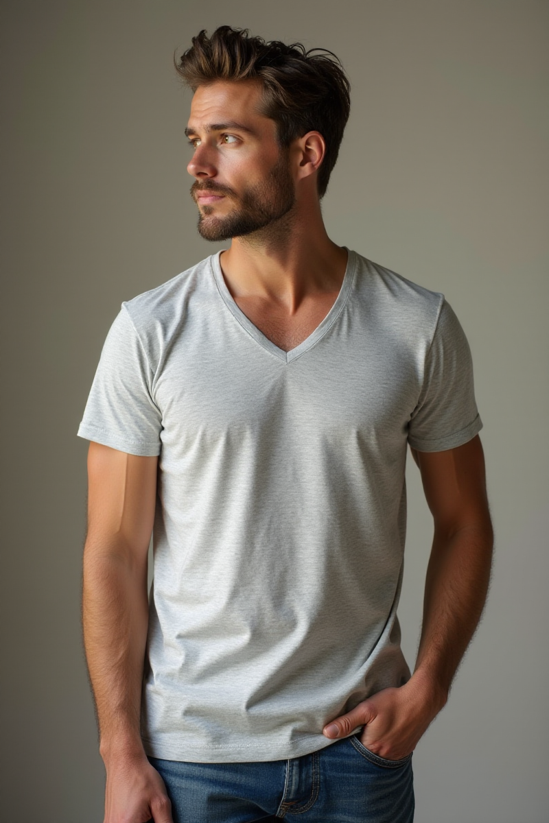 Harvest Whailford Organic Slub V-neck Full Colour Transfer