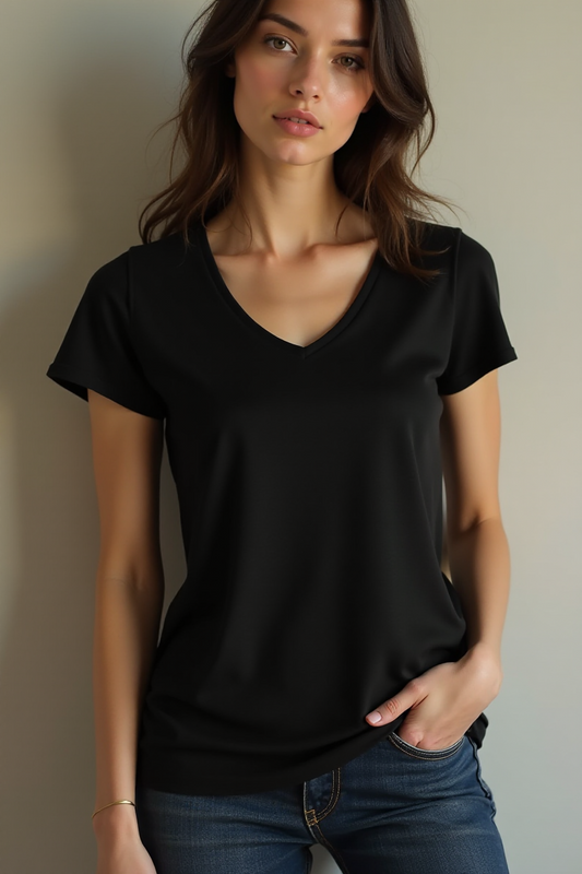 Harvest Whailford Organic Slub V-neck Full Colour Transfer